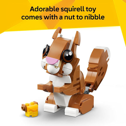 LEGO® Creator 3 in 1 Cute Animals: Playful Puppy Dog 31382 Animal Figures - Building Set with 3 Build Options, Dog, Squirrel or Duck - Animal Toys for Kids Aged 8+ - Toy Idea for Girls and Boys