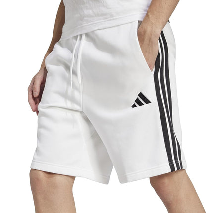 adidas Essentials Men's 3-Stripes Fleece 9" Short, White/Black, L