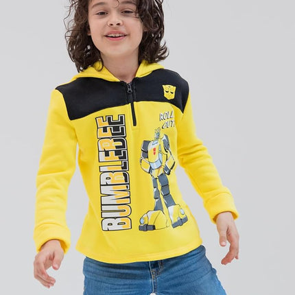 Transformers Optimus Prime Bumblebee Megatron Half Zip Hoodie for Toddlers to Big Kids, yellow, 24 Months