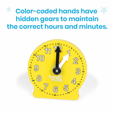 Learning Resources Rainbow Geared Mini Clocks, Set of 6, Ages 5+