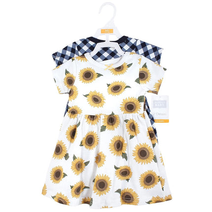 Hudson Baby Robes en Coton pour Bébés Filles, Tournesol, 6-9 Mois