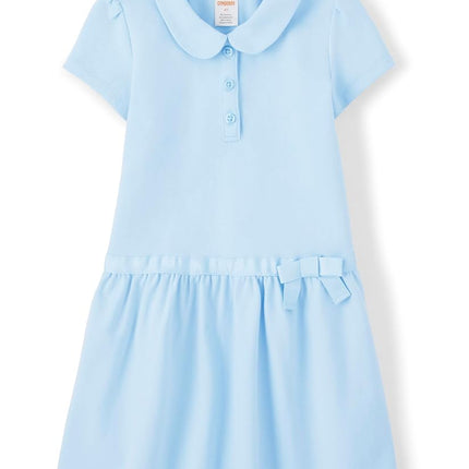 Gymboree Girls and Toddler Short Sleeve Knit Polo Dress, Sky Blue, 8