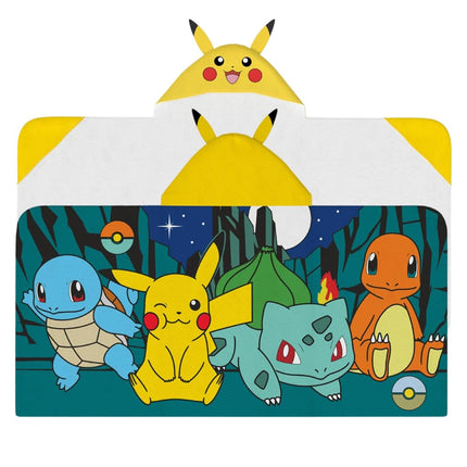 Serviette à capuche Pokemon en tissu éponge de coton super doux pour le bain, la piscine et la plage, 24 po x 50 po, (produit sous licence officielle) par Franco