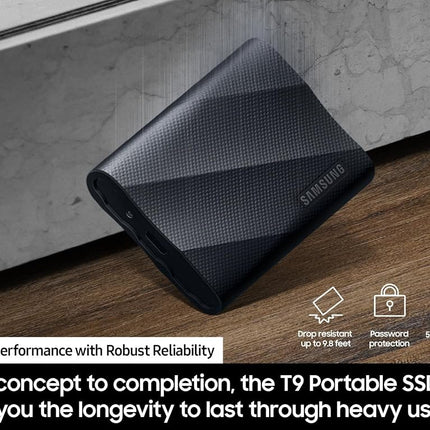 SAMSUNG T9 4TB, Portable SSD, up to 2000MB/s, USB 3.2 Gen 2x2 (20Gbps) NVMe