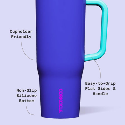 Corkcicle Cruiser Tumbler with Handle & Straw, 40 oz, Varsity Purple