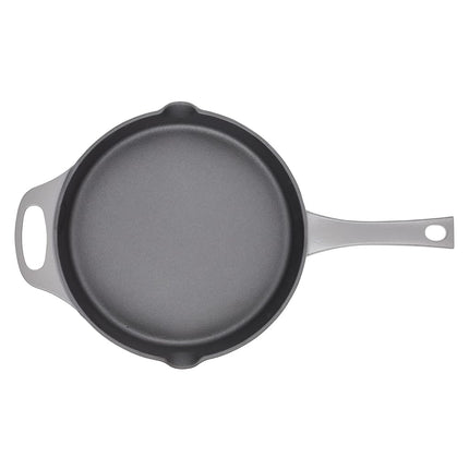 Poêle à frire/casserole en fonte Rachael Ray Nitro avec poignée d'appoint et becs verseurs, 25 cm, Gris