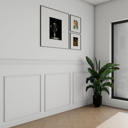 Colingmill 3 Set Accent Wall Molding Kit Premade Wainscoting Panels Wall Molding Peel and Stick Panel White Pre Cut Trim for Walls Picture Frame Molding for Home Decoration(31.5x31.5 Inch)
