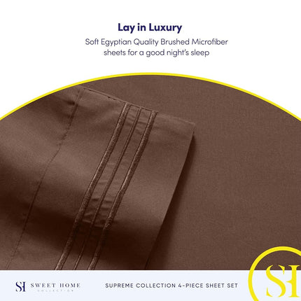 Twin Sheets - Breathable Luxury Sheets with Full Elastic & Secure Corner Straps Built in - 1800 Supreme Collection Extra Soft Deep Pocket Bedding Set, Sheet Set, Twin, Brown