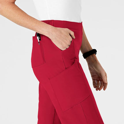WonderWink 5155XREDT1X W123 Women's Flat Front Double Cargo Pant, Red, Extended-1X Size