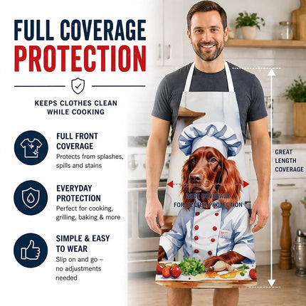 Caroline's Treasures Irish Setter The Chef Apron Cooking Kitchen Server Baking Crafts Gardening for Adult Women Men, Unisex, Large, Multicolor