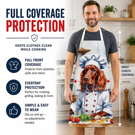 Caroline's Treasures Irish Setter The Chef Apron Cooking Kitchen Server Baking Crafts Gardening for Adult Women Men, Unisex, Large, Multicolor