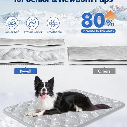 【Upgraded】 Rywell Dog Cooling Mat 50x75cm, Arc-Chill 3.0 Cooling Mat(Gray)