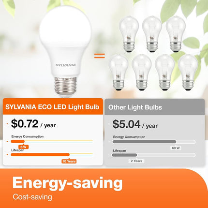 Sylvania Home Lighting 74472 Daylight 40W Equivalent, Led Light Bulb, A19 Lamp, 12 Pack