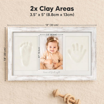KeaBabies Baby Hand and Footprint Kit, Clay Keepsake Frame (Vintage White)
