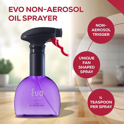 Mini pulvérisateurs d'huile Evo, sans aérosol, pour huiles d'olive, de cuisson et vinaigres, violet, capacité de 236 ml, lot de 2