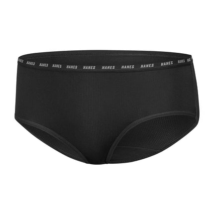 Calzones Hanes Girls' Big Moves, Ropa interior de tela elástica transpirable para adolescentes, X-Temp, Absorbe la humedad, Paquete de 6, Morado/Azul/Menta/Negro/Gris, Morado/Azul/Menta/Negro/Gris, 10