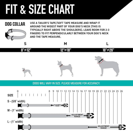 Wolfgang Adjustable Dog Training Collars, Durable & Easy to Clean Nylon Dog Collar with Quick Clip Buckles, for Training & Daily Use Made in USA, LosMuertos Print, (1 Inch x 12-18 Inch)