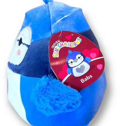 Squishmallows 8 Inch Babs Blue Jay with Silver Heart On Center of White Belly - 2023 Valentine's Day Squad Stuffed Animal Toy