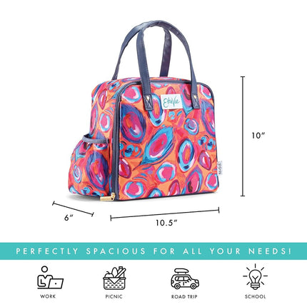 Fit & Fresh Wichita Insulated Lunch Bag with Side Pouch & Carry Handles, Complete Lunch Kit Includes Matching Tumbler, 2 Containers & Ice Pack, Abstract Peacock