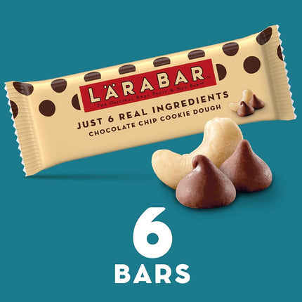 Barres aux fruits et aux noix Larabar Pâte à biscuits aux pépites de chocolat, sans gluten et végétaliennes, 272 g, 6 unités