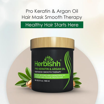 Herbishh Moroccan Argan Keratin Hair Mask for Dry Damaged Hair 800 ml