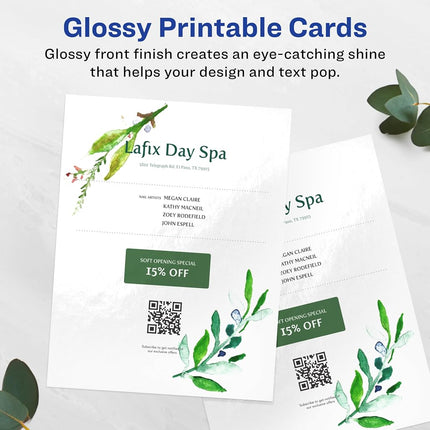 Avery Printable Rectangle Cardstock, 8.5" x 11", Glossy White Cardstock, Laser/Inkjet Cards, 25 Total