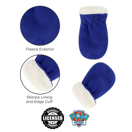 Ensemble bonnet et moufles d'hiver Nickelodeon pour garçons, Pat' Patrouille avec Marshall, Chase et Rubble, pour enfants de 2 à 4 ans, bleu/blanc avec doublure polaire, âge 2-4 ans