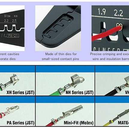 ENGINEER PA-21 Engineer Precision Crimping Pliers, Crimping Tool, Open Barrel, Long Barrel Terminal