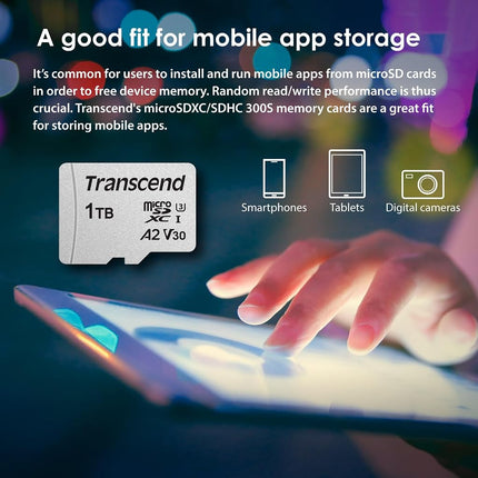 Transcend USD300S 128GB microSDXC U3 V30 A1 Memory Card without SD Adapter, for 4K Video, GoPro, Drones & Nintendo Switch TS128GUSD300S