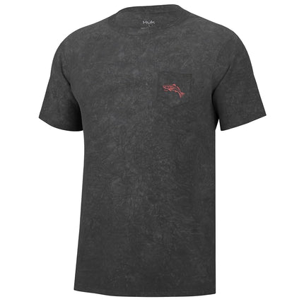 HUK Short Sleeve Mineral Wash Pocket Tee, Fishing T-Shirt for Men, Volcanic Ash, XXL