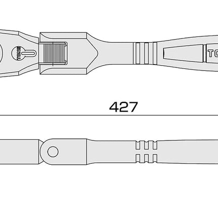 TONE RH3FHX Super Long Oscillating Ratchet Handle (Hold Type) Drive Angle 0.37 inches (9.5 mm) (3/8")