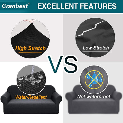 Granbest Premium Water Repellent Sofa Cover High Stretch Couch Slipcover Super Soft Fabric Couch Cover (Black, X-Large)