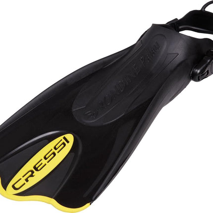Cressi Palau Saf Fins - Adjustable Short Fins Adults for Snorkelling and Swimming, Black/Yellow Short Fins, XS/S (35/38)