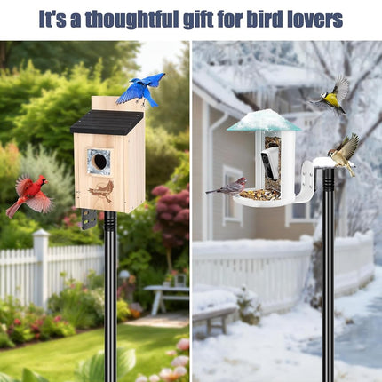 Gtongoko 80 Inch Bird House Pole Kit, Heavy Duty Adjustable Bird Feeder Pole for Outdoors with 5 Prongs Base, Universal Mounting Kit for Bird House and Bird Feeder, Black