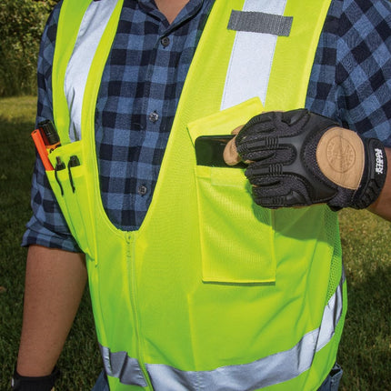 Klein Tools 60269 Safety Vest, High-Vis Reflective Mesh with 8-Pockets, M/L