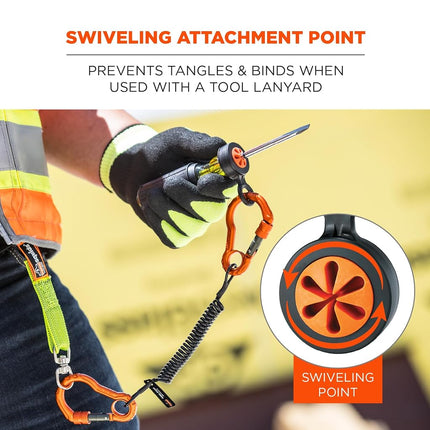 Hand Tool Attachment Slips, Easy Slide On Design, Connects to Tool Lanyards, Squids 3740, Variety Pack, 4-Pack,Black & Orange