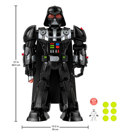 Fisher-Price Imaginext STAR WARS Darth Vader Bot 2+ Ft Tall Toy, Lights Sounds & Stormtrooper Metal Character Key for Kids Ages 3+ Years, HXG51