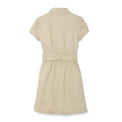French Toast Girls' Twill Safari Shirtdress, Khaki, 6 Plus