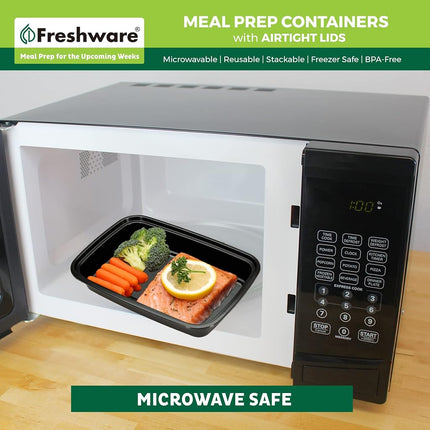 Freshware Boîtes de conservation repas [Lot de 150] Boîtes de conservation alimentaire à 1 compartiment avec couvercles, boîte Bento, sans BPA, empilables, micro-ondes/lave-vaisselle/congélateur (28 oz)