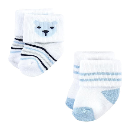 Hudson Baby Baby Girls' Cotton Rich Newborn and Terry Socks, Bear Boy 12-pack, 6-12 Months