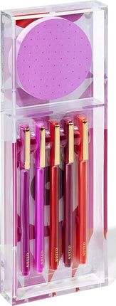 Noted by Post-it Printed Notes Gift Box, Warm Colors, Includes Acrylic Tray, 100 Round Sticky Notes, 5-Pack Pens (NTD-TRAY-36-H)
