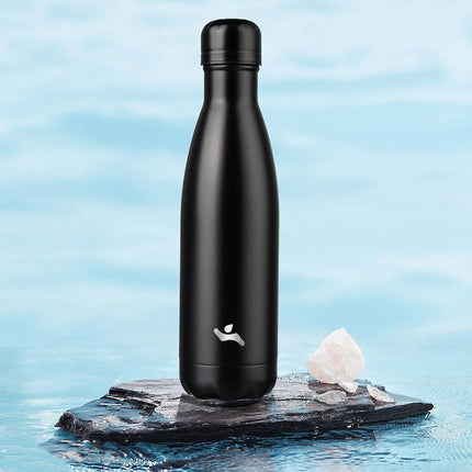 Konokyo Insulated Water Bottles,17oz Double Wall Stainless Steel Vacumm Metal Flask for Sports Travel,Midnight Black