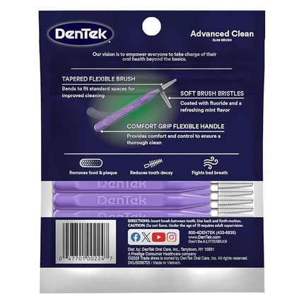Dentek Slim Brush 32 Count Deep Clean Tight Teeth (6 Pack)