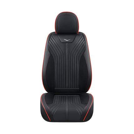 FLORICH Fundas de asiento automotriz Asientos delanteros Funda de asiento de coche impermeable Cojín de asiento de coche negro Protector de asiento de coche de cuero Ajuste universal para la mayoría de coches, camiones y SUV, línea negra y roja