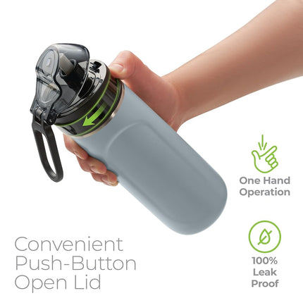 Botella de agua de acero inoxidable SipX™ de triple aislamiento - 18oz. Con tapa de pajita, botella de agua aislada reutilizable sin BPA que mantiene el frío durante 12 horas, botella de agua de metal hecha de material sostenible para senderismo