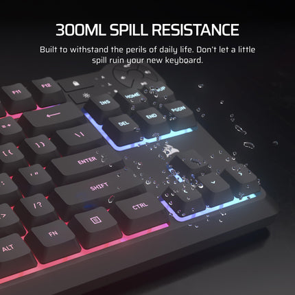 Corsair K55 CORE TKL RGB Gaming Keyboard – Tenkeyless, 8-Zone RGB, Quiet Membrane Keys, Spill Resistant, Media Keys, 1000Hz Polling – NA Layout – Black