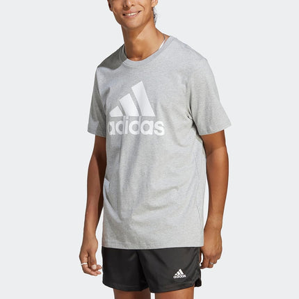 adidas Men's Essentials Single Jersey 3-Stripes T-Shirt, Medium Grey Heather, M Tall