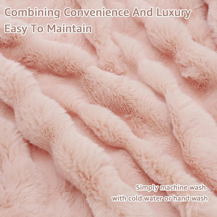 Faux Rabbit Fur Bubble Throw Blanket, Soft Fluffy Plush Blanket 51×63in