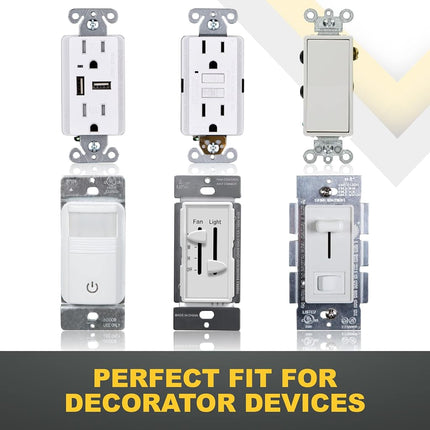 Faith Electric SWP1-WH-08 1-Gang Screwless Decorator Wall Plates, Child Safe Outlet Covers for GFCI and Lighting Controls, White