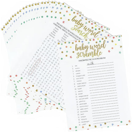 Baby Shower 2-in-1 Word Game | 5" x 7" | 12 Pcs